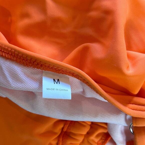 Swimwear Womens M Orange Cut Out Spaghetti Strap One Piece Swimsuit NEW - Picture 6 of 8